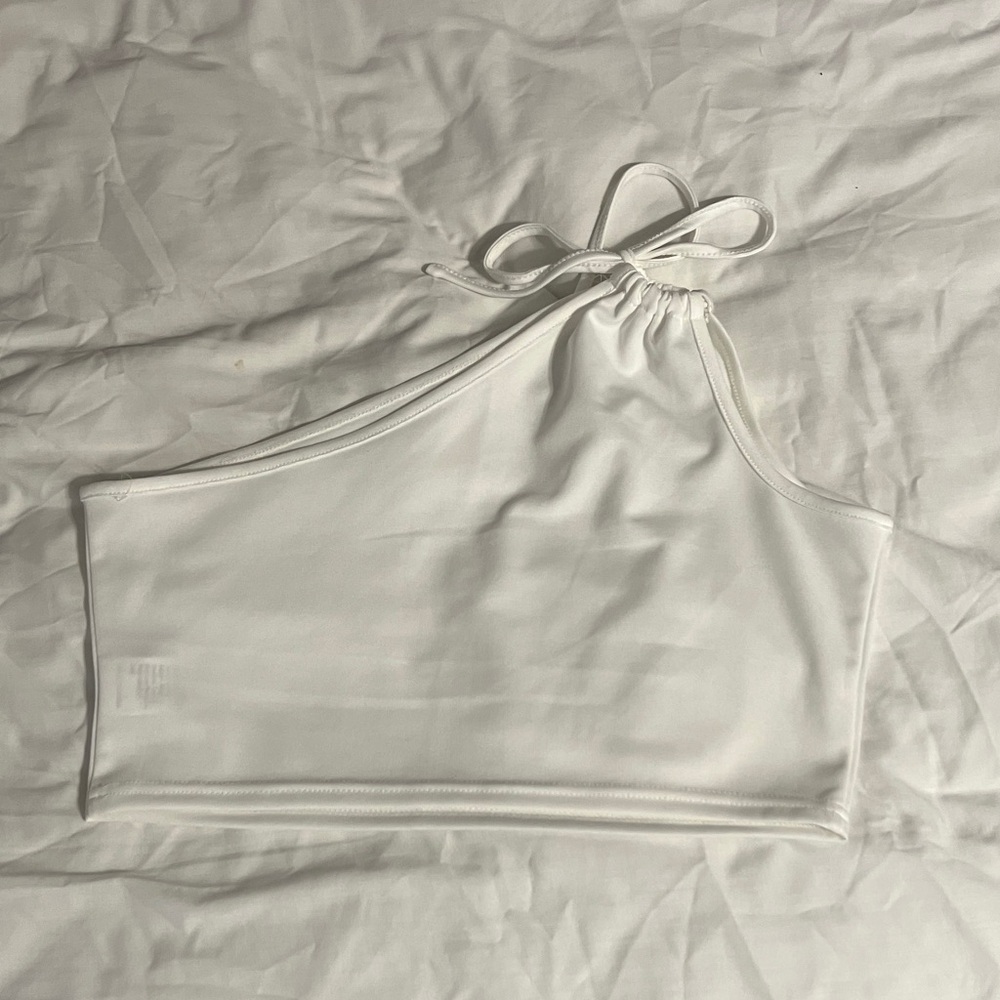 White One Shoulder Crop Top